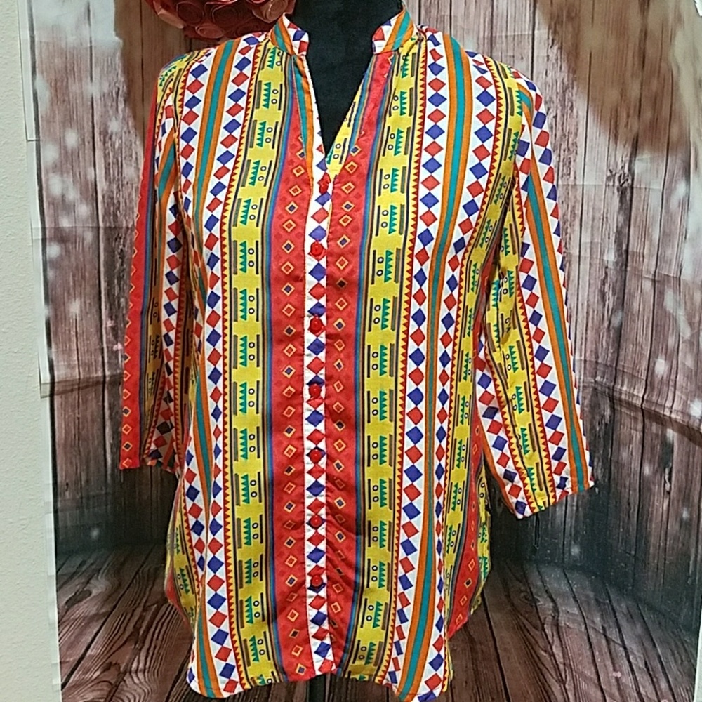 🔖Fusion beats colorful blouse